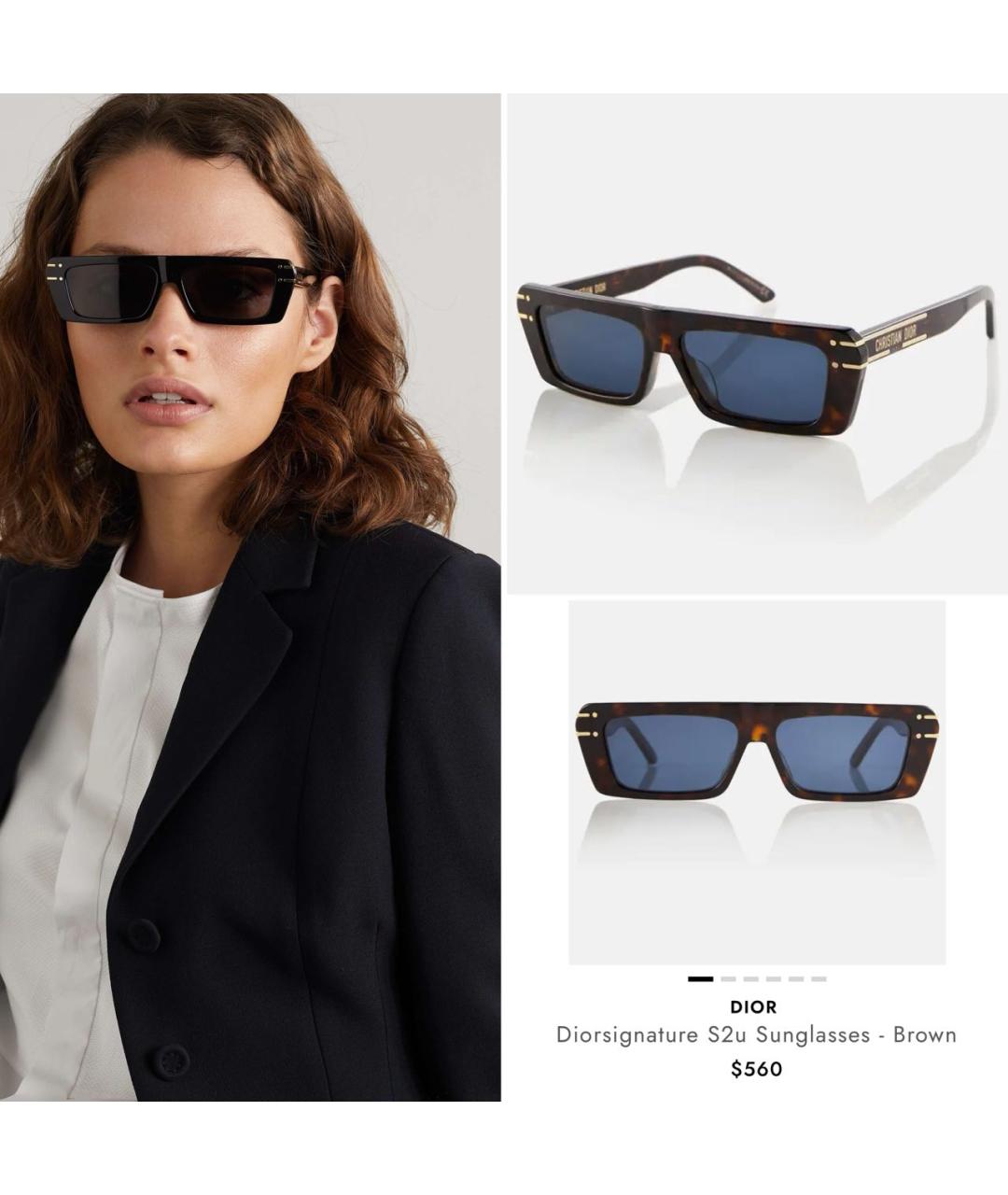 CHRISTIAN DIOR Коричневые пластиковые солнцезащитные очки, фото 2