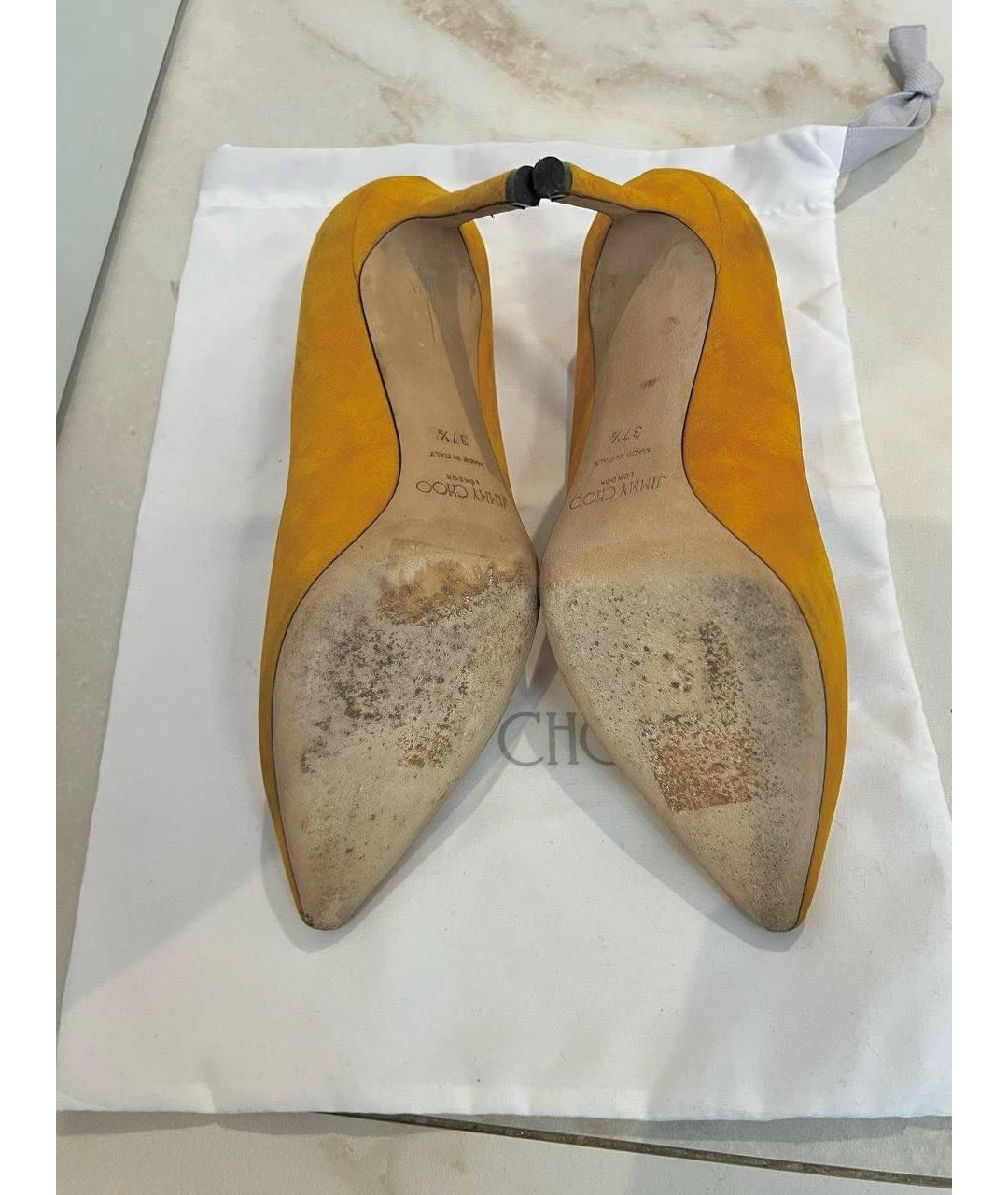 JIMMY CHOO Горчичные замшевые туфли, фото 7