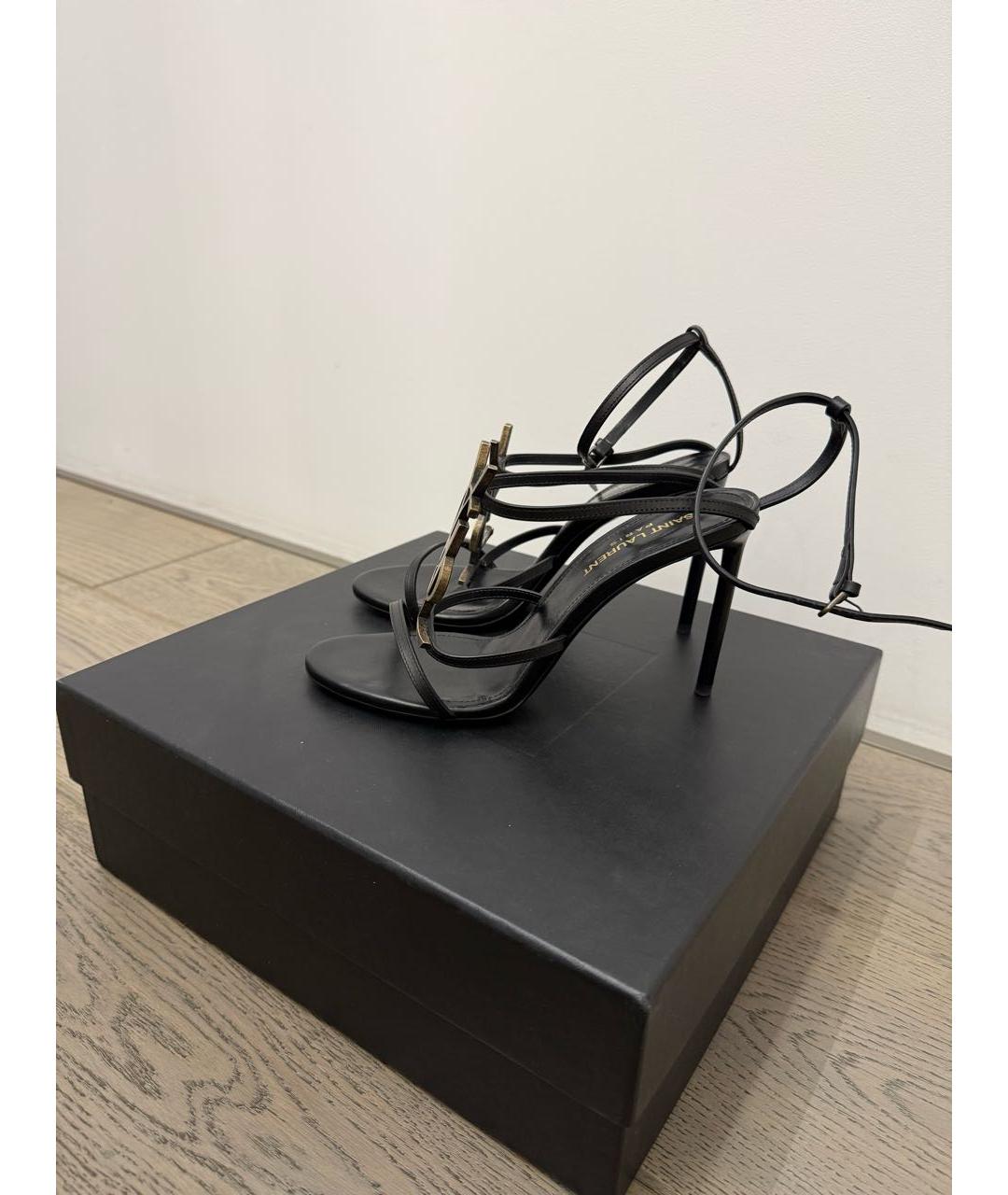 SAINT LAURENT Черные кожаные босоножки, фото 5