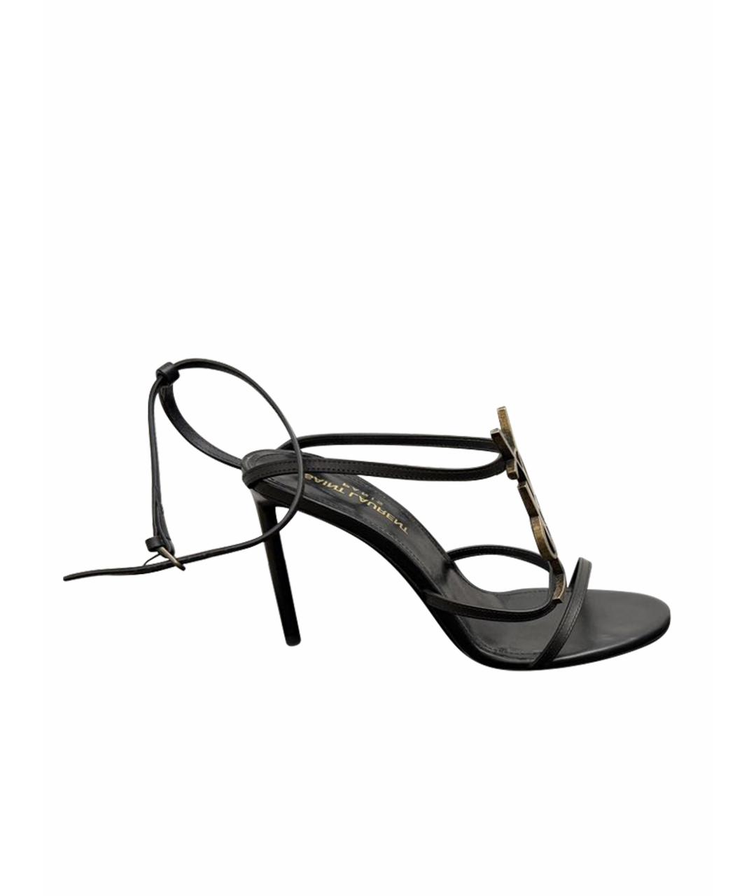 SAINT LAURENT Черные кожаные босоножки, фото 1