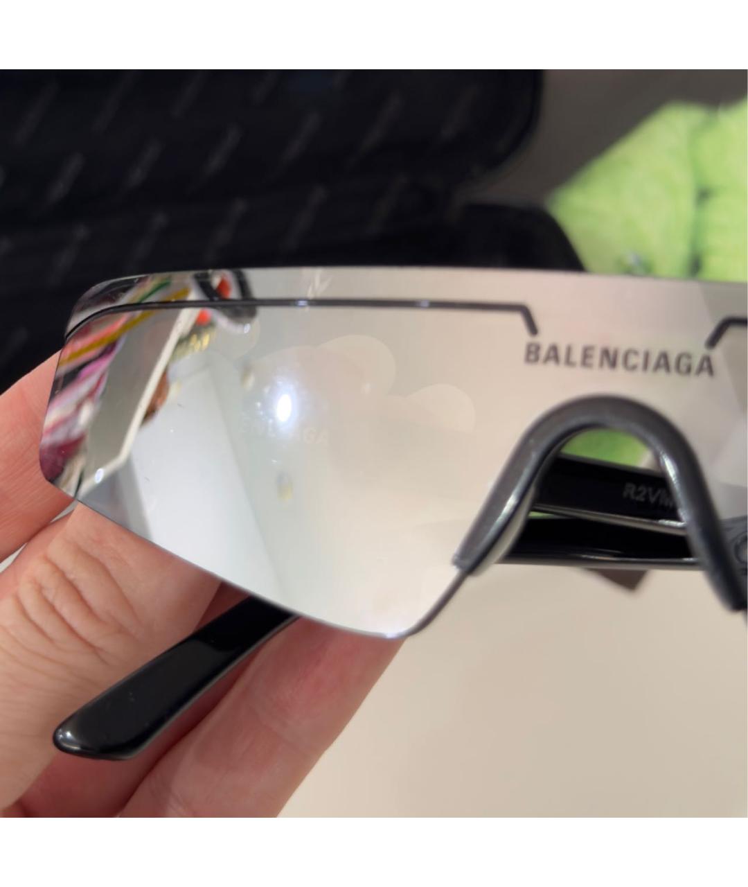 BALENCIAGA Серебряные пластиковые солнцезащитные очки, фото 5