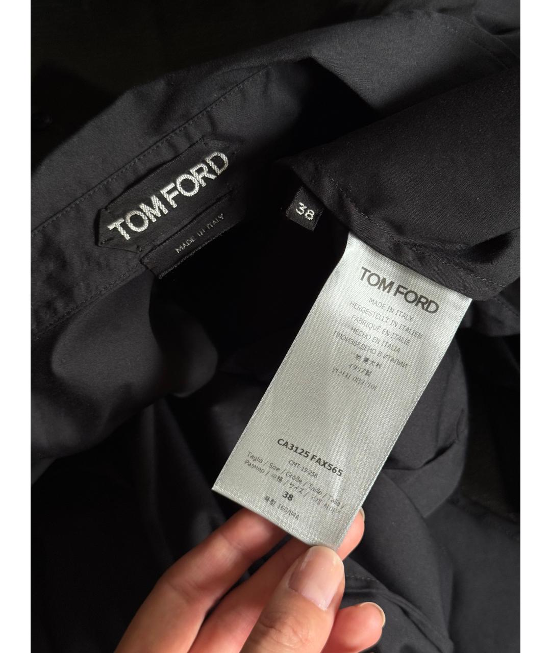 TOM FORD Черная хлопко-эластановая рубашка, фото 8