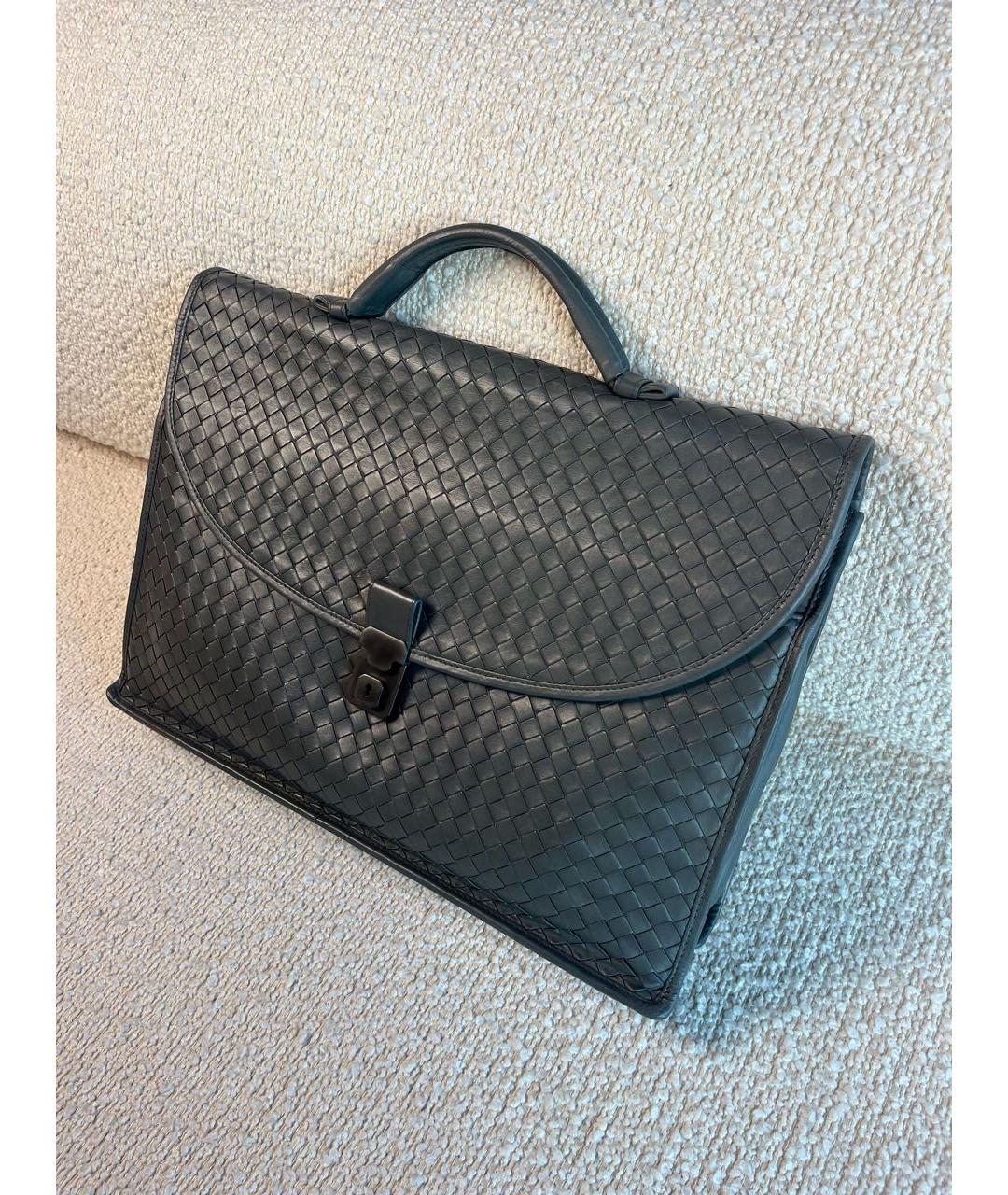 BOTTEGA VENETA Серый кожаный портфель, фото 5