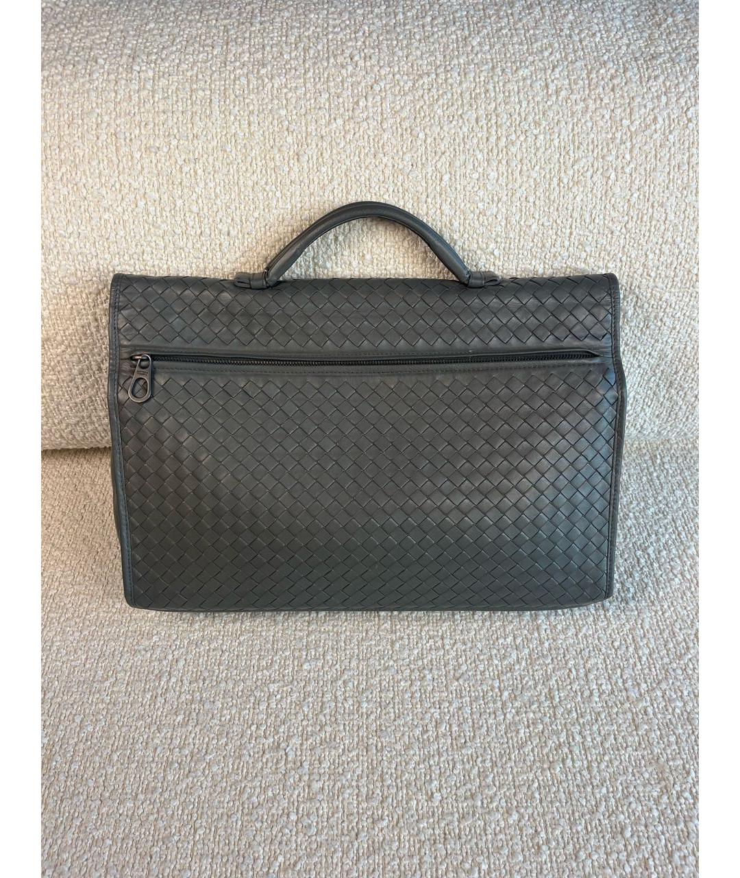 BOTTEGA VENETA Серый кожаный портфель, фото 3