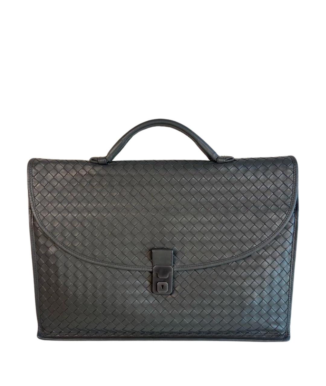 BOTTEGA VENETA Серый кожаный портфель, фото 1