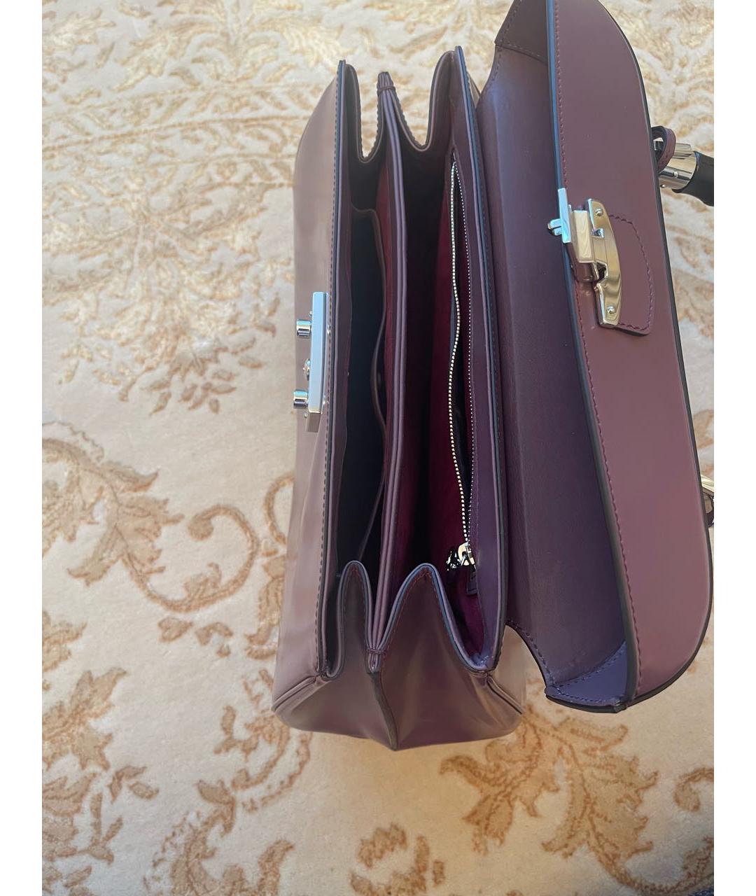 GUCCI Фиолетовая кожаная сумка с короткими ручками, фото 4
