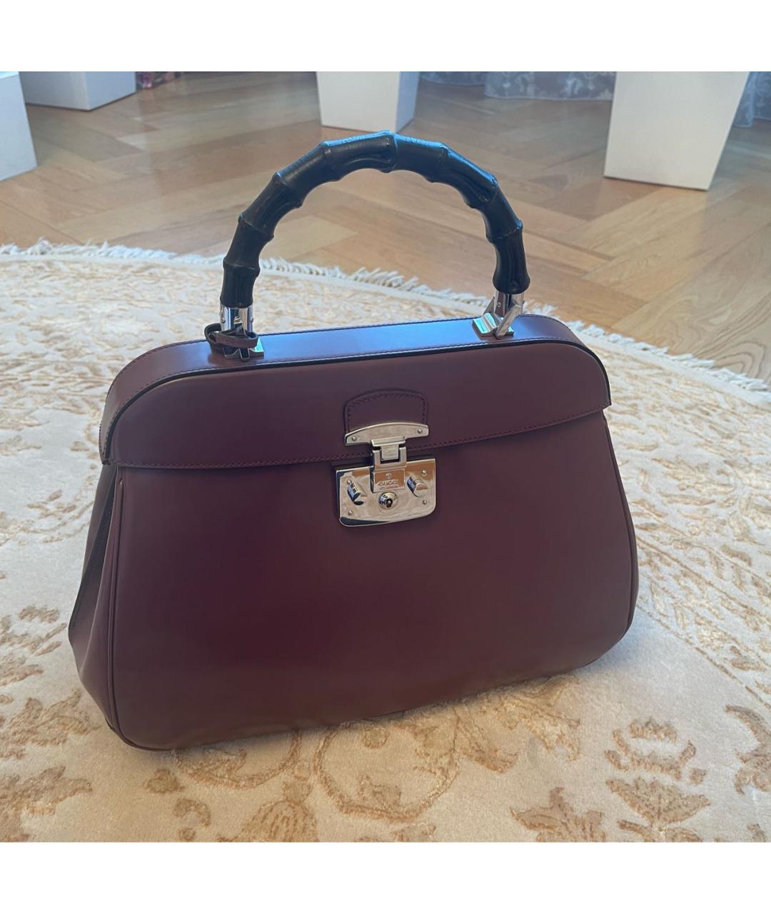 GUCCI Фиолетовая кожаная сумка с короткими ручками, фото 8