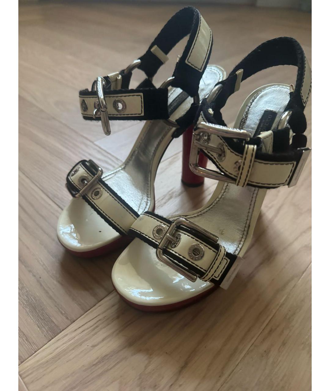 DOLCE&GABBANA Белые кожаные босоножки, фото 4