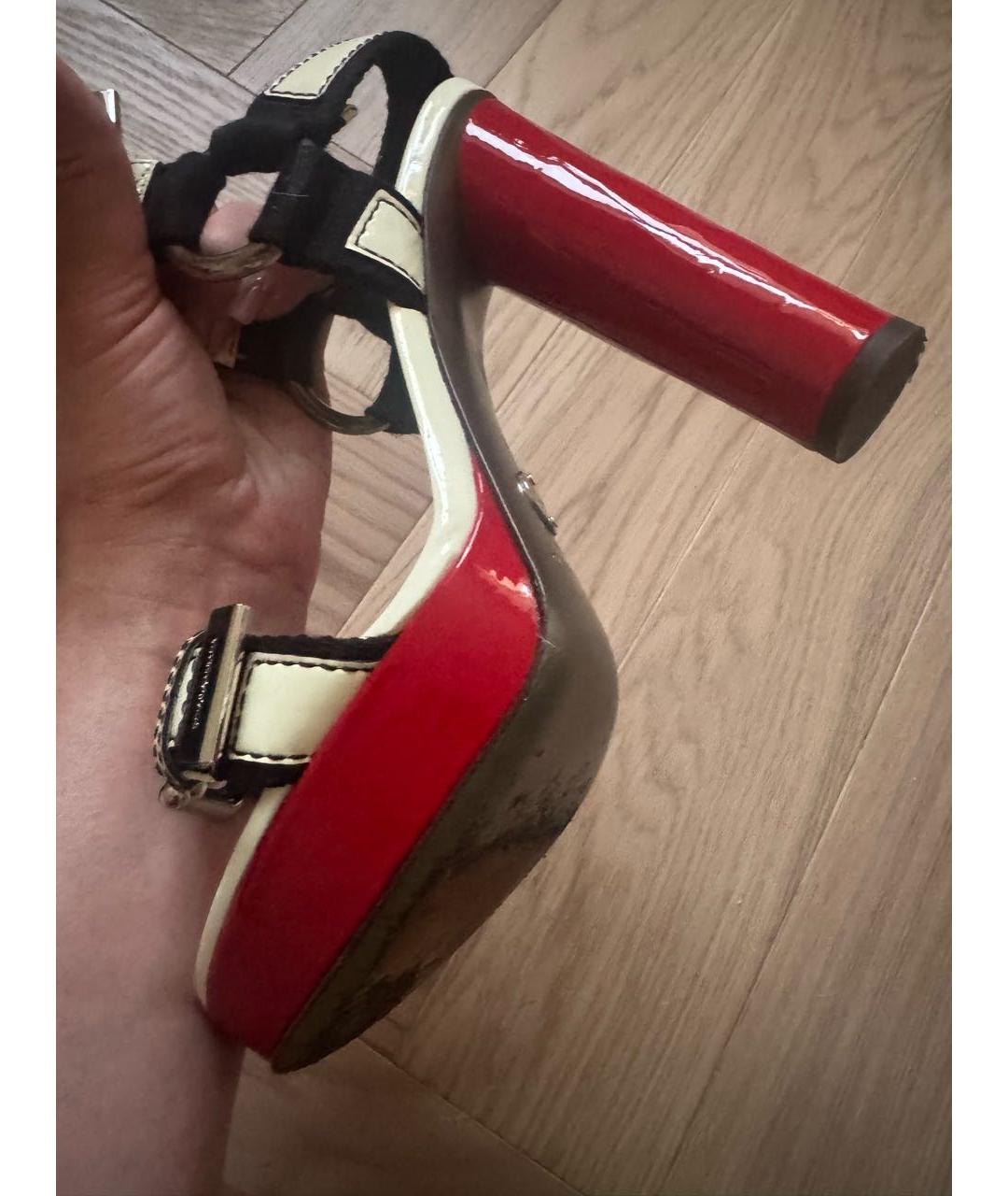 DOLCE&GABBANA Белые кожаные босоножки, фото 8