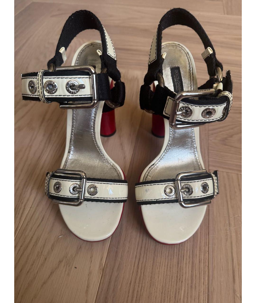 DOLCE&GABBANA Белые кожаные босоножки, фото 3