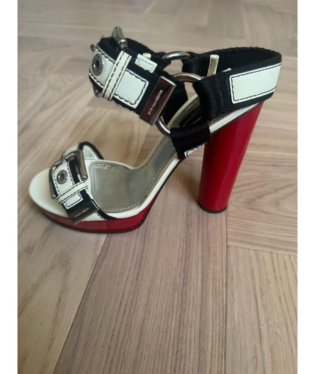 DOLCE&GABBANA Белые кожаные босоножки, фото 9