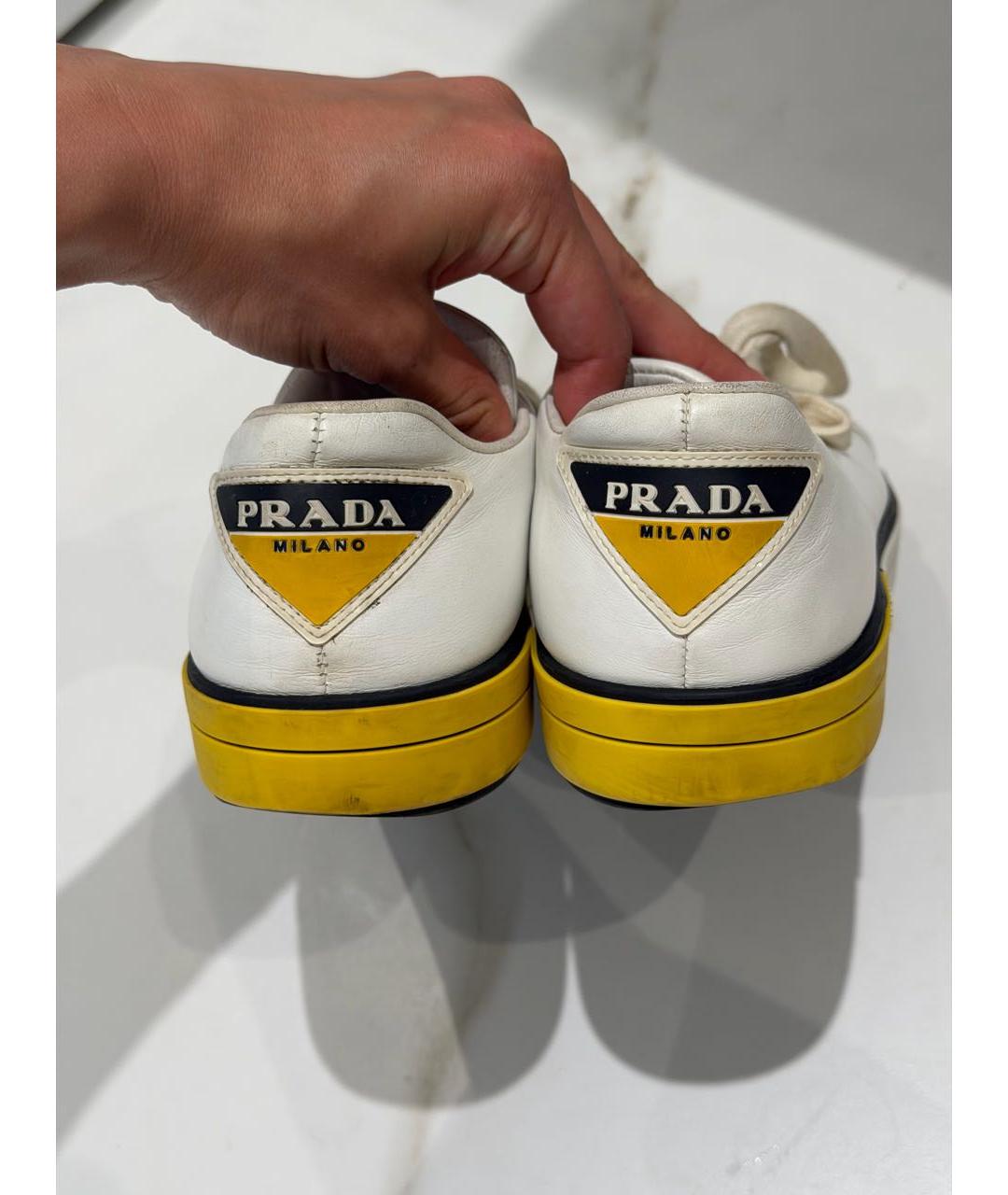 PRADA Белые кожаные кеды, фото 4