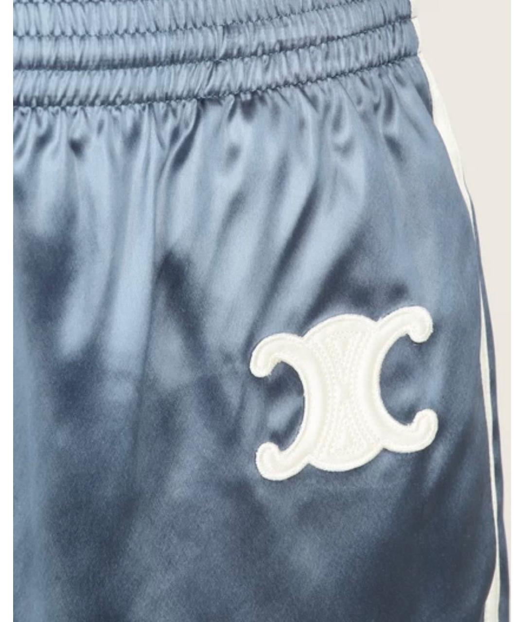CELINE Голубые ацетатные прямые брюки, фото 3