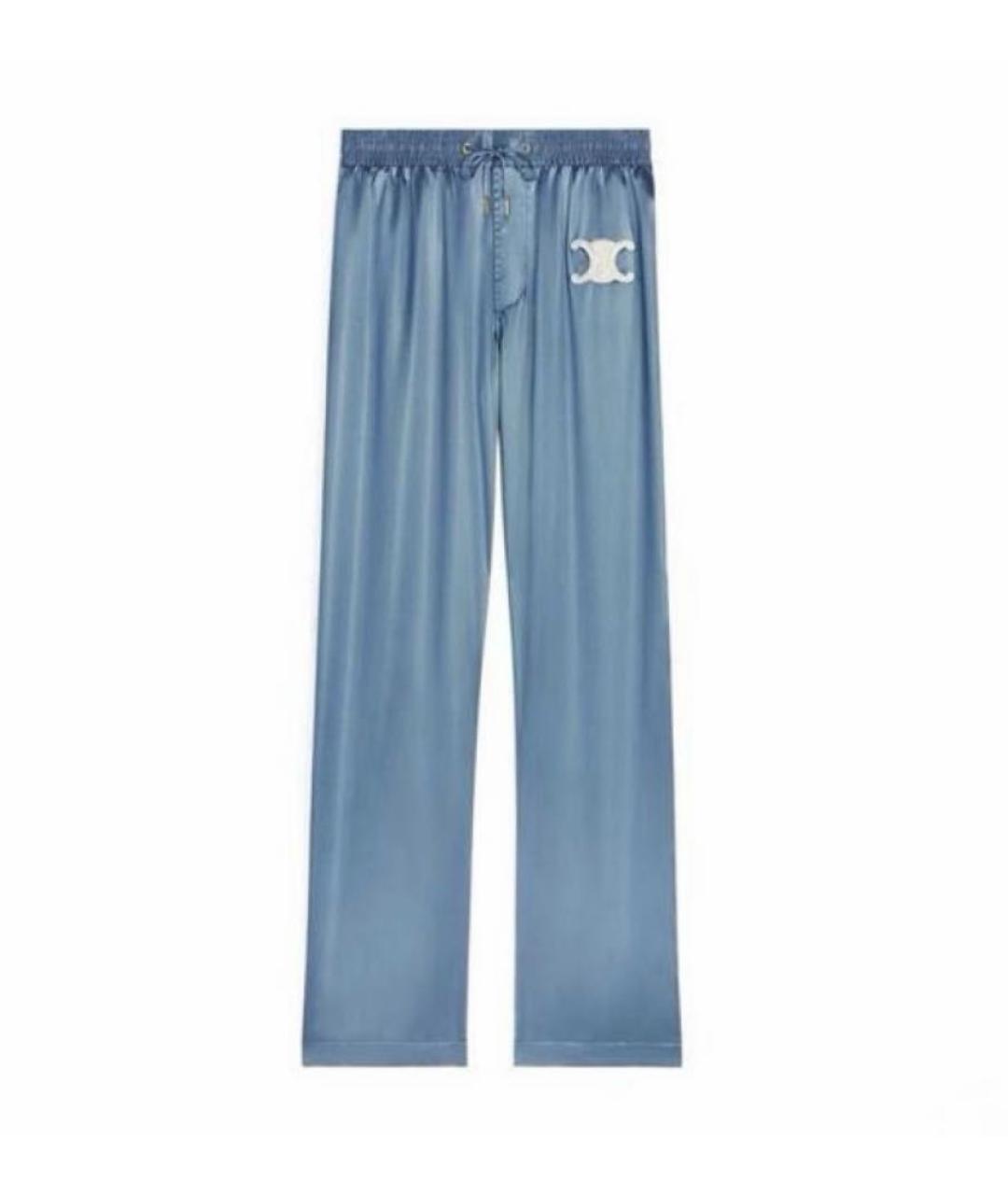 CELINE Голубые ацетатные прямые брюки, фото 1