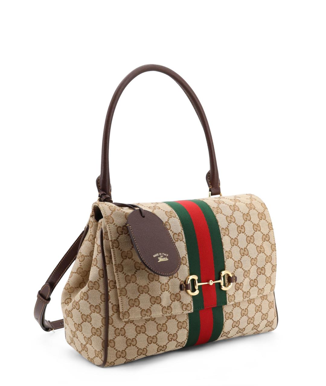 GUCCI Бежевая тканевая сумка тоут, фото 3
