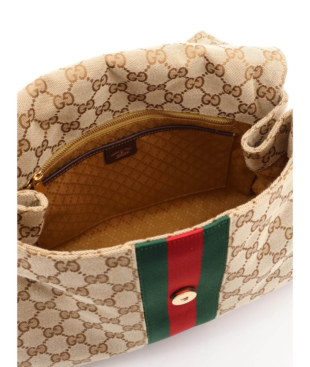 GUCCI Бежевая тканевая сумка тоут, фото 4