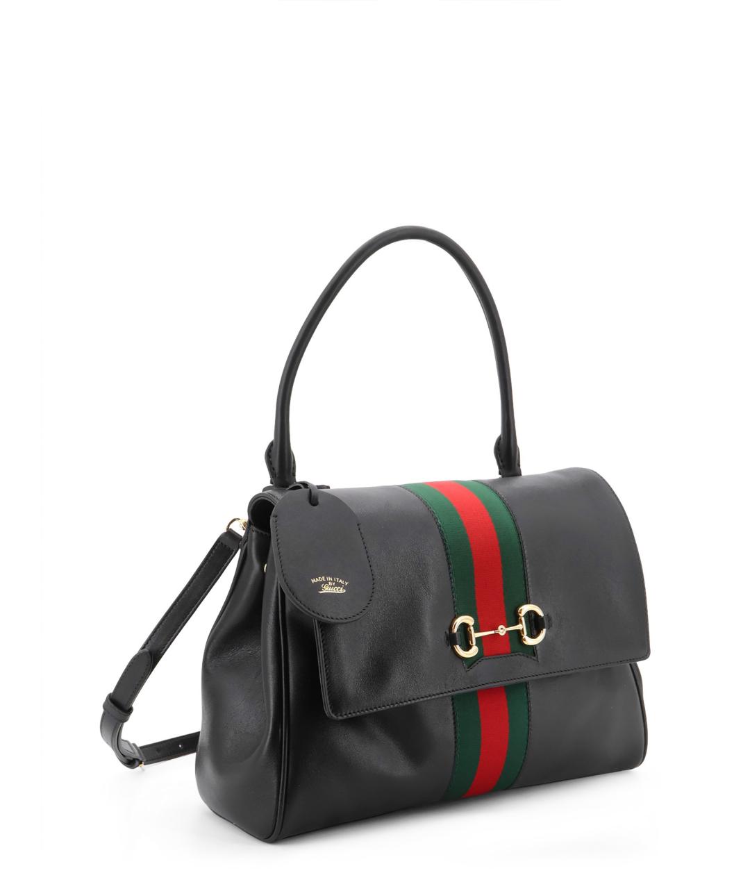 GUCCI Черная кожаная сумка тоут, фото 3