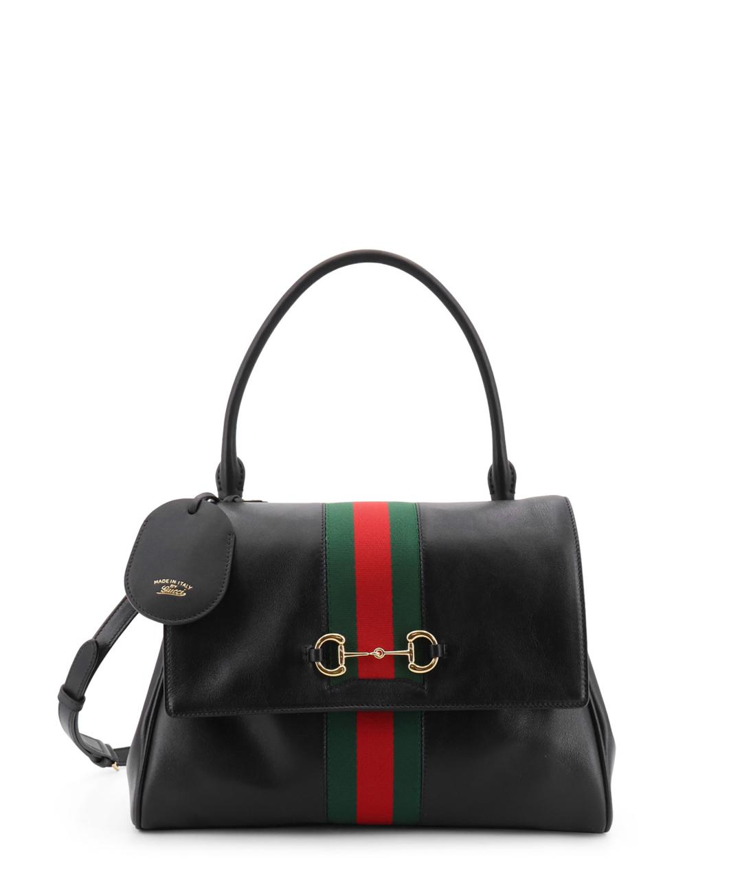 GUCCI Черная кожаная сумка тоут, фото 1