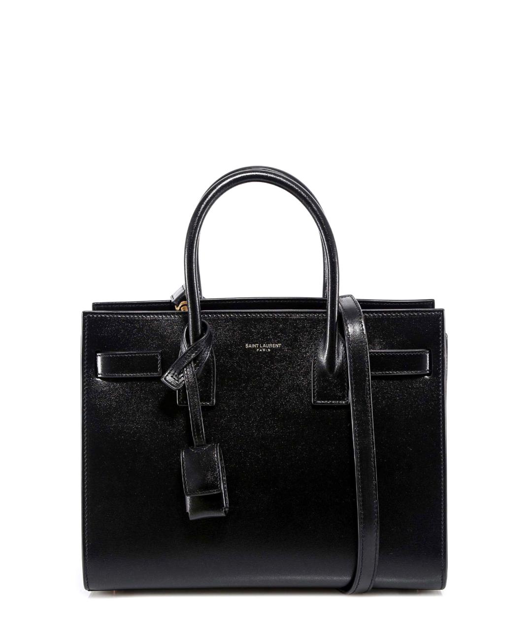 SAINT LAURENT Черная кожаная сумка тоут, фото 1