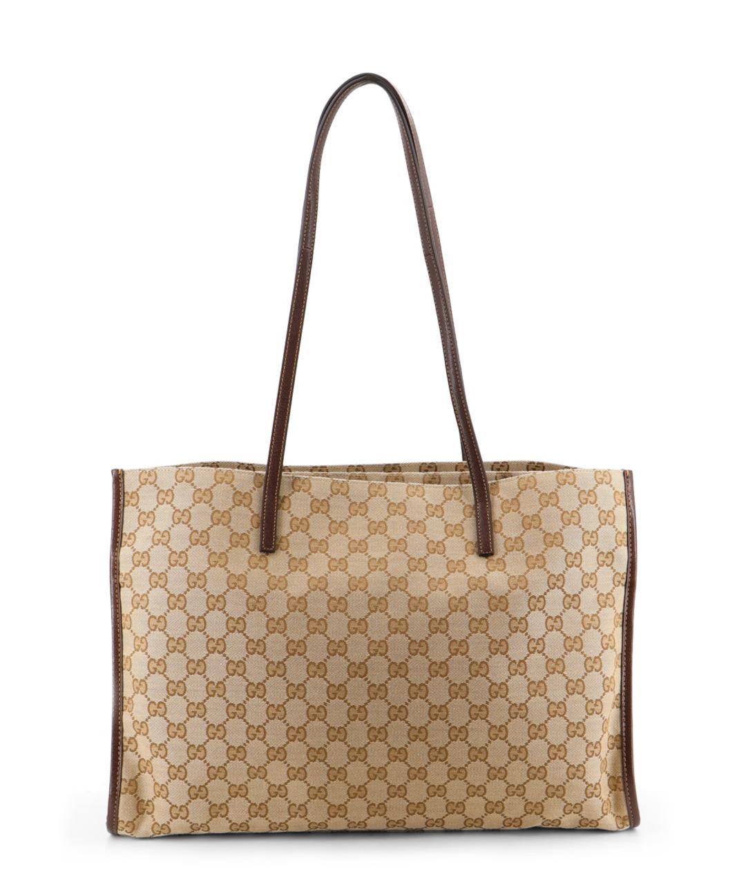 GUCCI Бежевая тканевая сумка тоут, фото 2