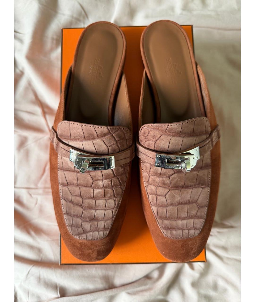 HERMES Коричневые мюли из экзотической кожи, фото 2