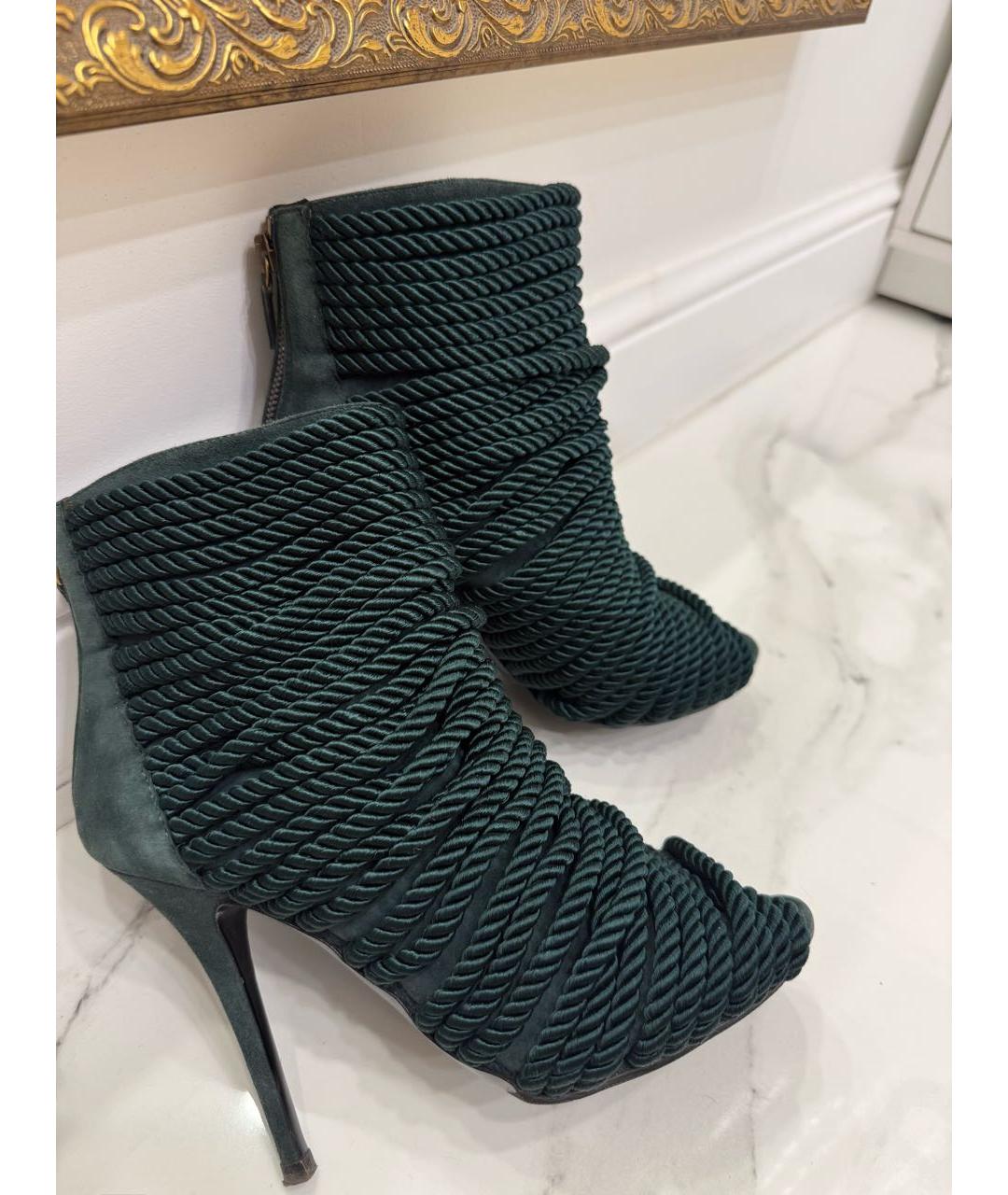BALMAIN Зеленые текстильные босоножки, фото 5