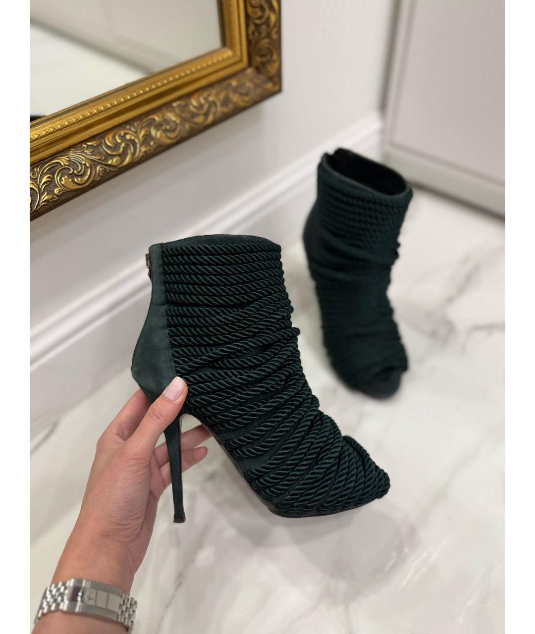 BALMAIN Зеленые текстильные босоножки, фото 3