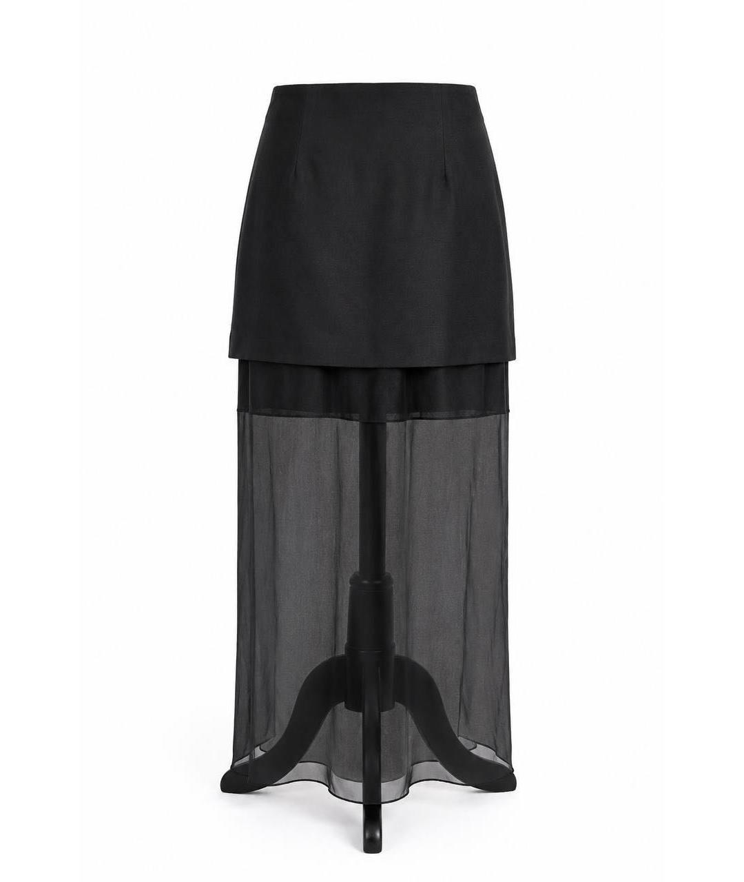 HELMUT LANG Черная шерстяная юбка макси, фото 1