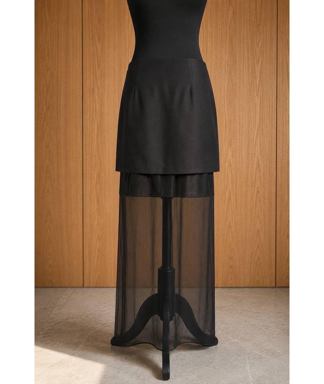 HELMUT LANG Черная шерстяная юбка макси, фото 2