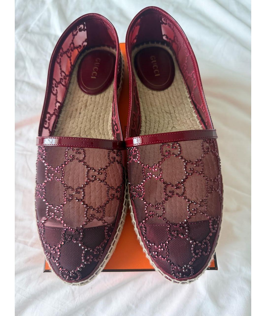 GUCCI Бордовые текстильные эспадрильи, фото 2