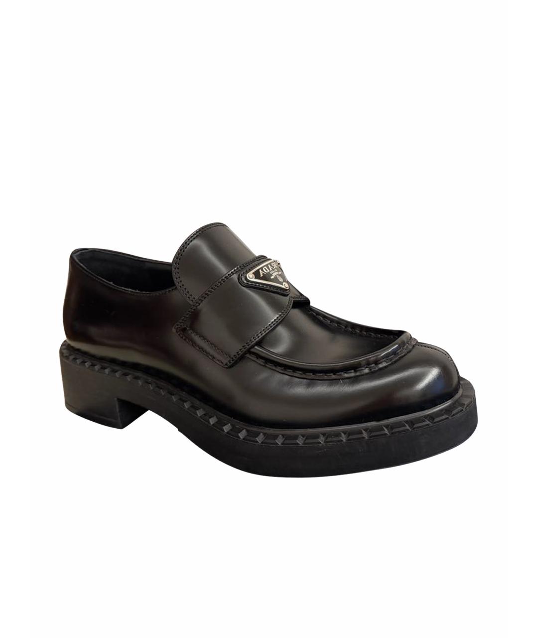 PRADA Черные кожаные лоферы, фото 1
