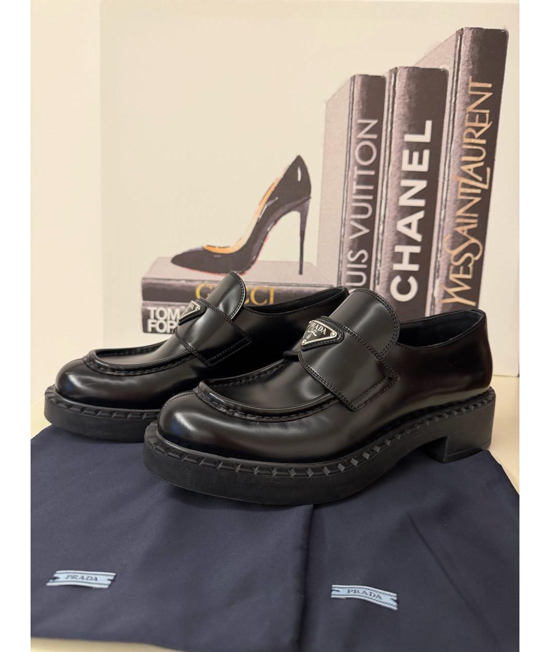 PRADA Черные кожаные лоферы, фото 8