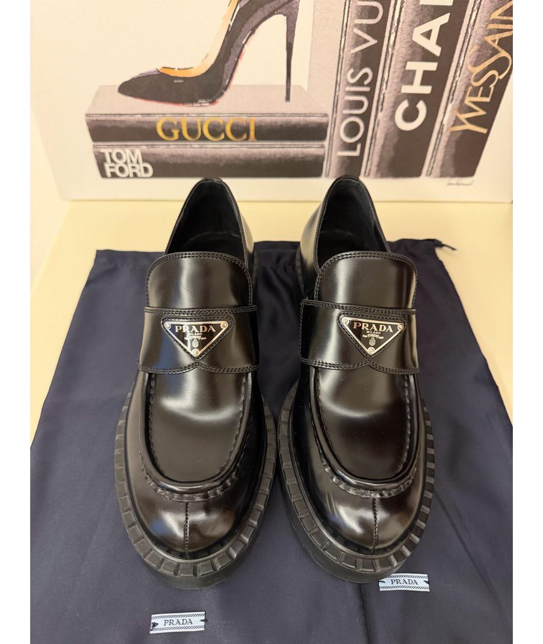 PRADA Черные кожаные лоферы, фото 2