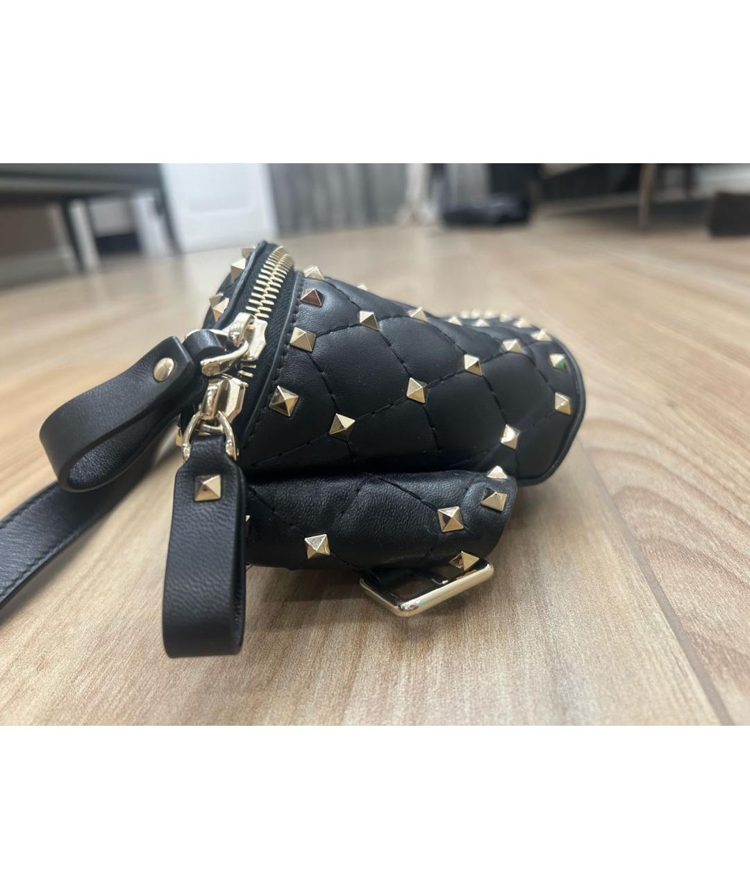VALENTINO Черная кожаная поясная сумка, фото 2