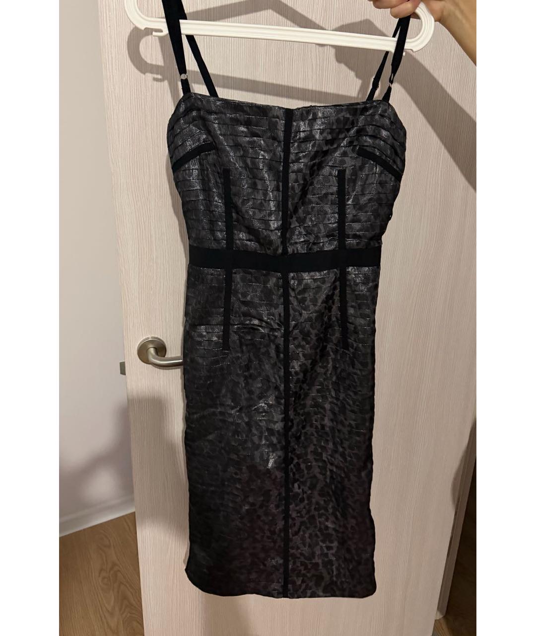DOLCE&GABBANA Антрацитовое шелковое коктейльное платье, фото 5