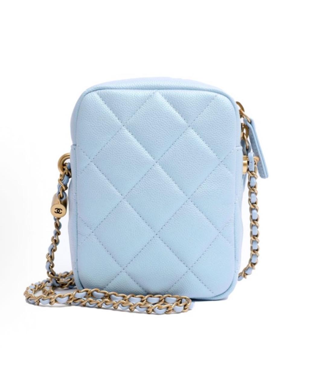 CHANEL Голубая кожаная сумка через плечо, фото 2