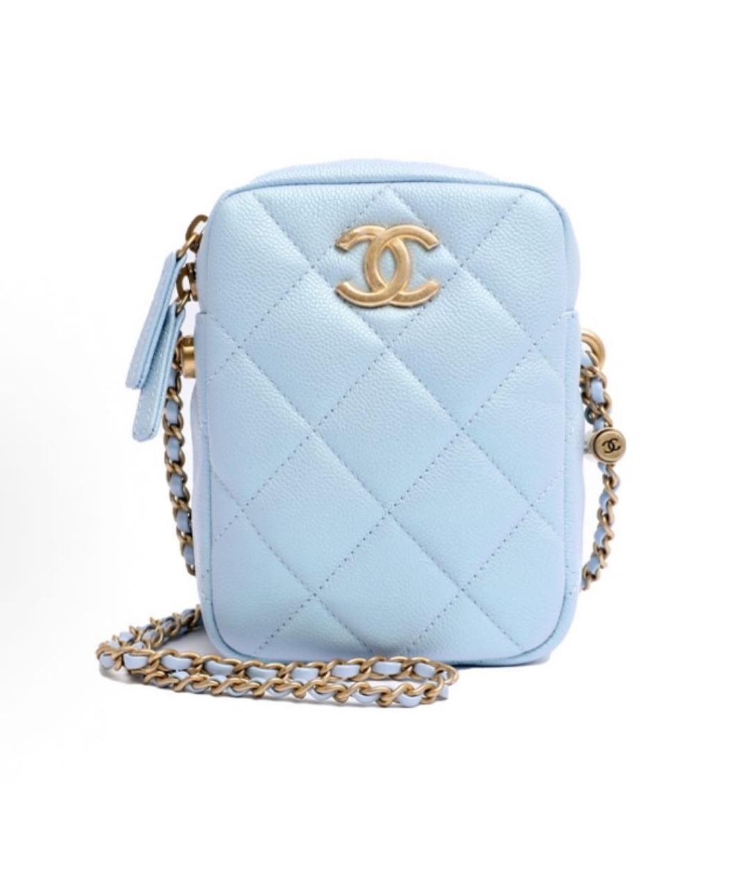 CHANEL Голубая кожаная сумка через плечо, фото 9