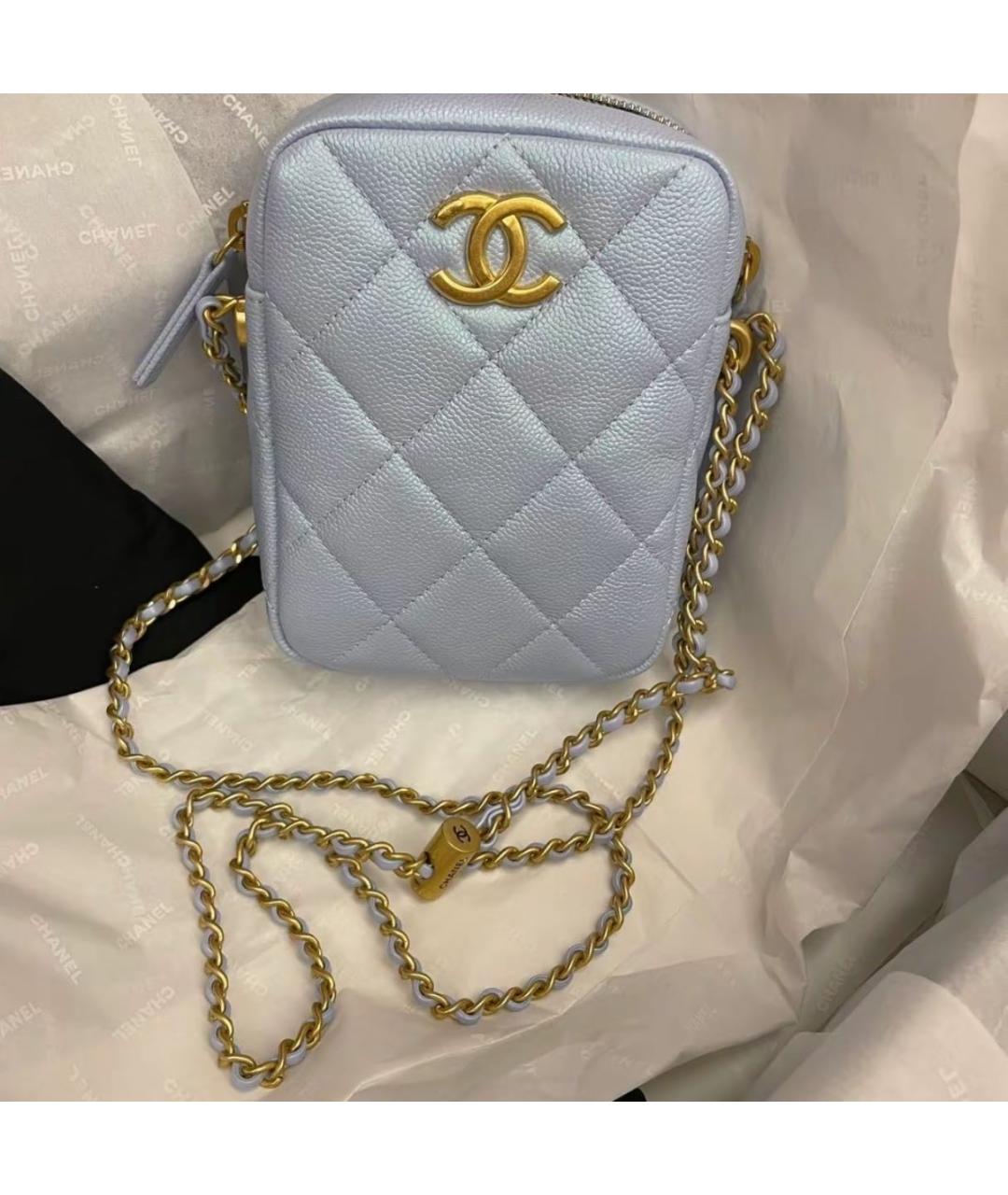 CHANEL Голубая кожаная сумка через плечо, фото 6