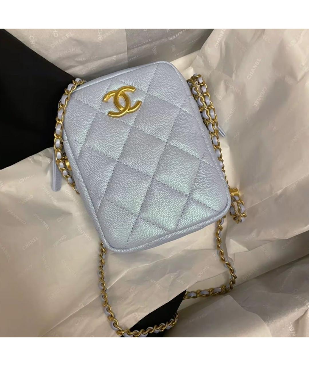 CHANEL Голубая кожаная сумка через плечо, фото 5