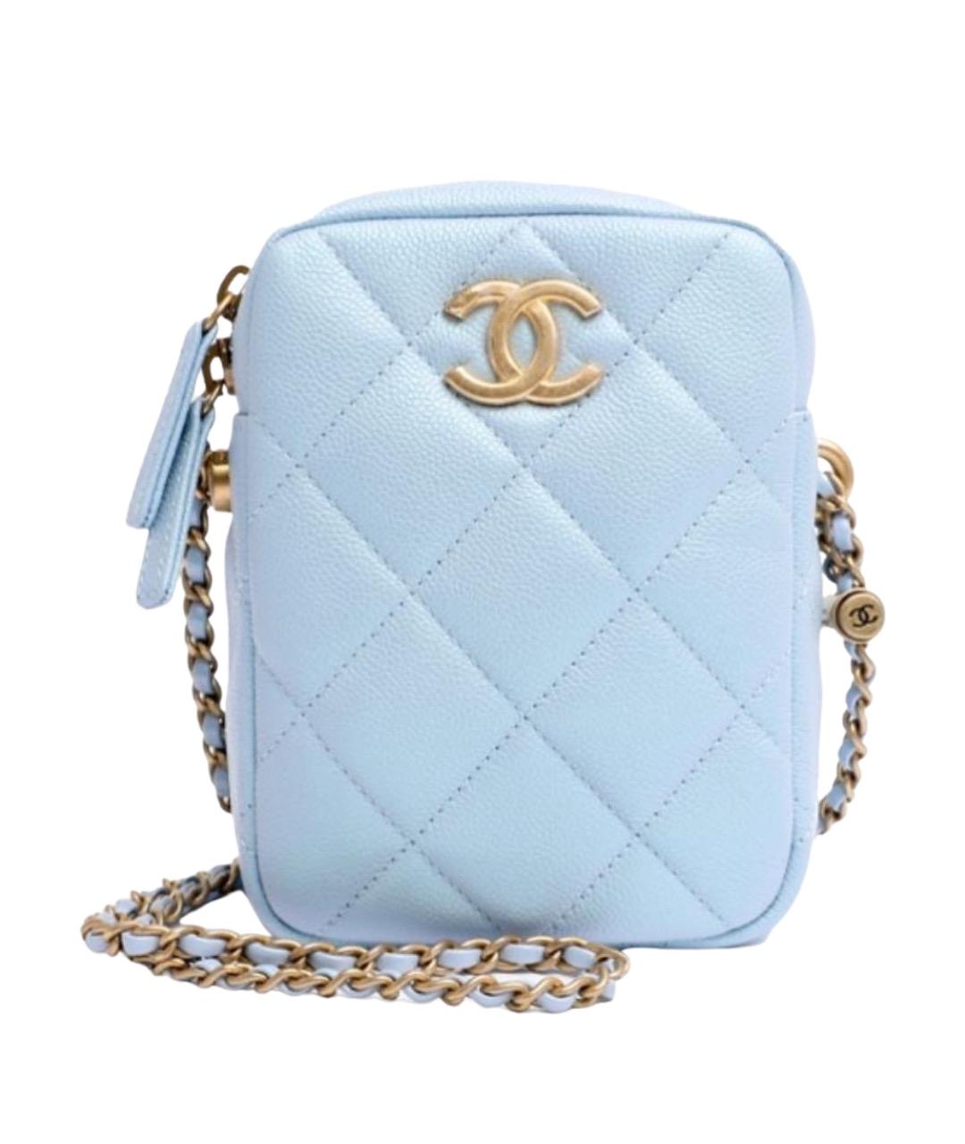 CHANEL Голубая кожаная сумка через плечо, фото 1