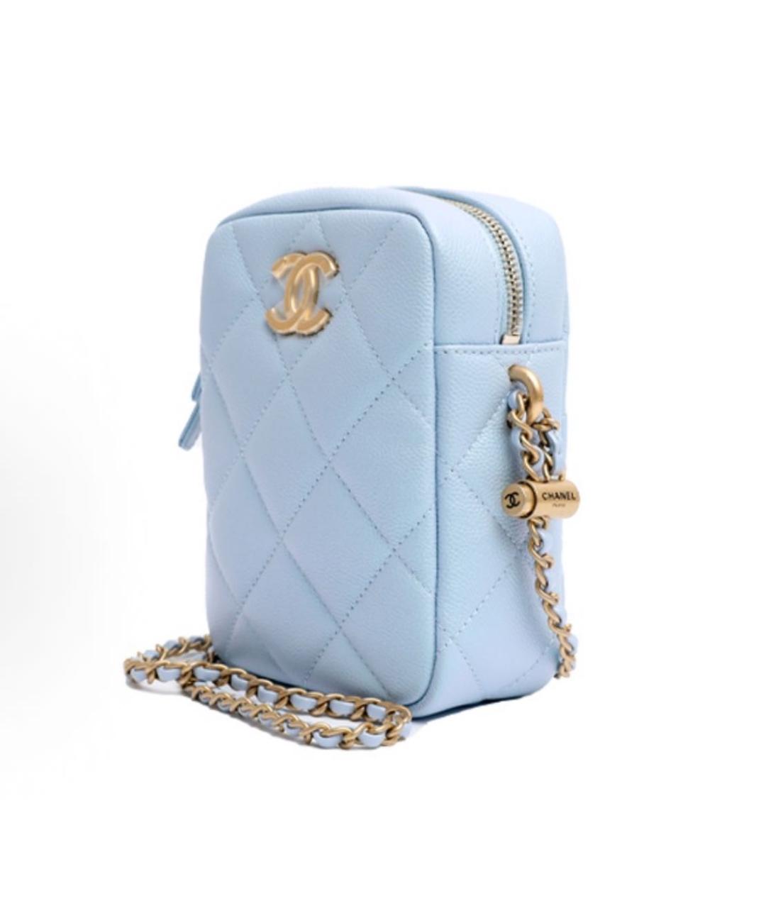 CHANEL Голубая кожаная сумка через плечо, фото 3