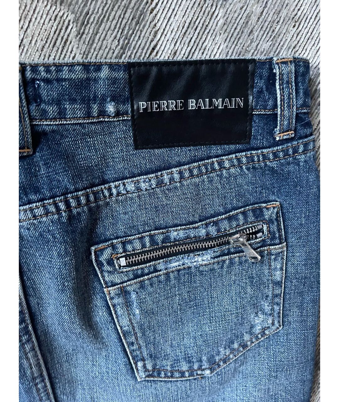 BALMAIN Синяя деним юбка мини, фото 2