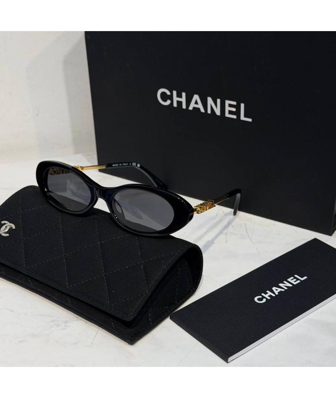 CHANEL Золотые металлические солнцезащитные очки, фото 5