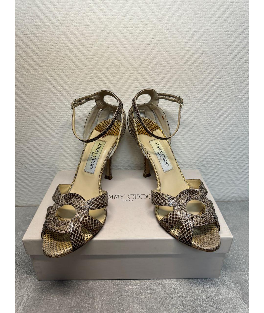 JIMMY CHOO Серые кожаные босоножки, фото 2