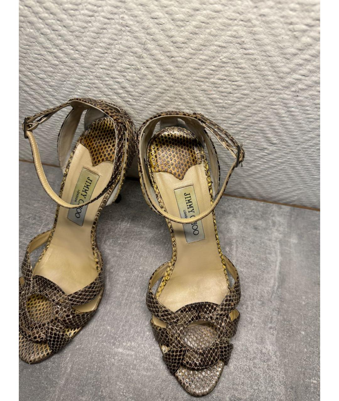 JIMMY CHOO Серые кожаные босоножки, фото 3