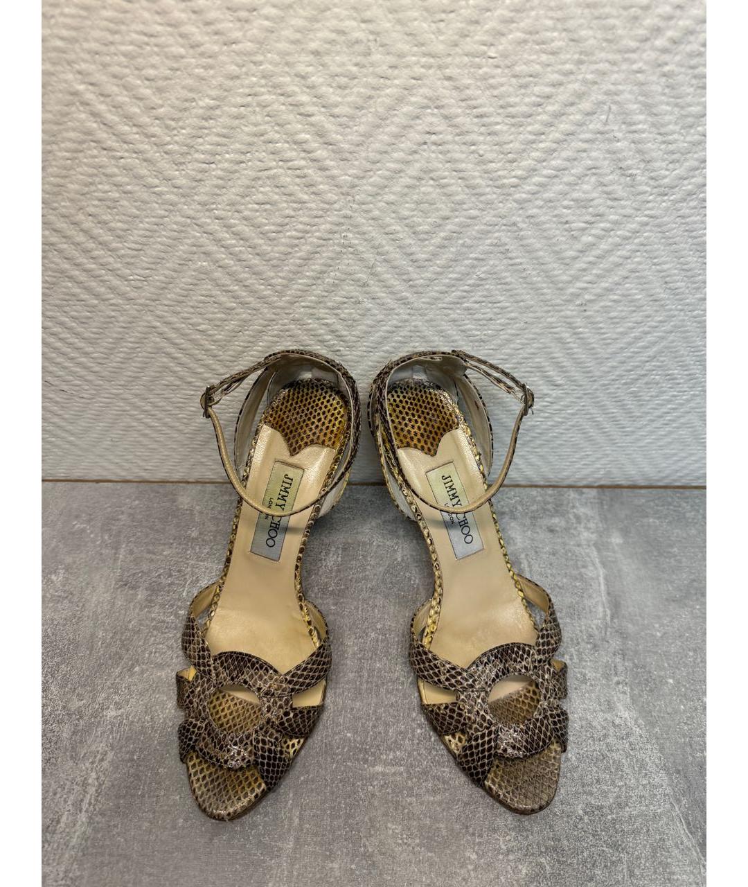 JIMMY CHOO Серые кожаные босоножки, фото 7