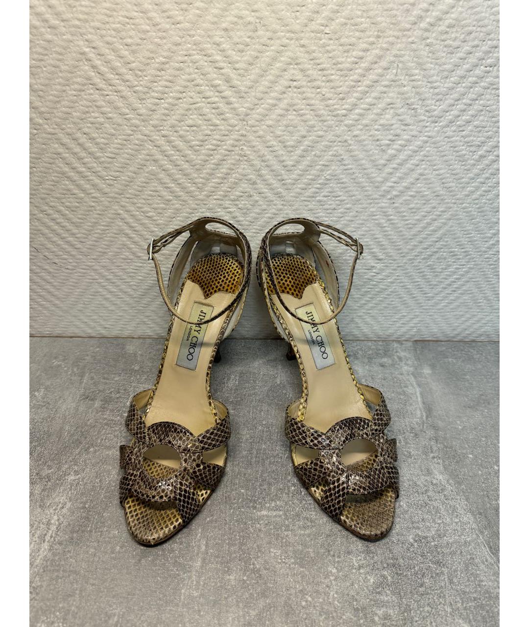 JIMMY CHOO Серые кожаные босоножки, фото 6