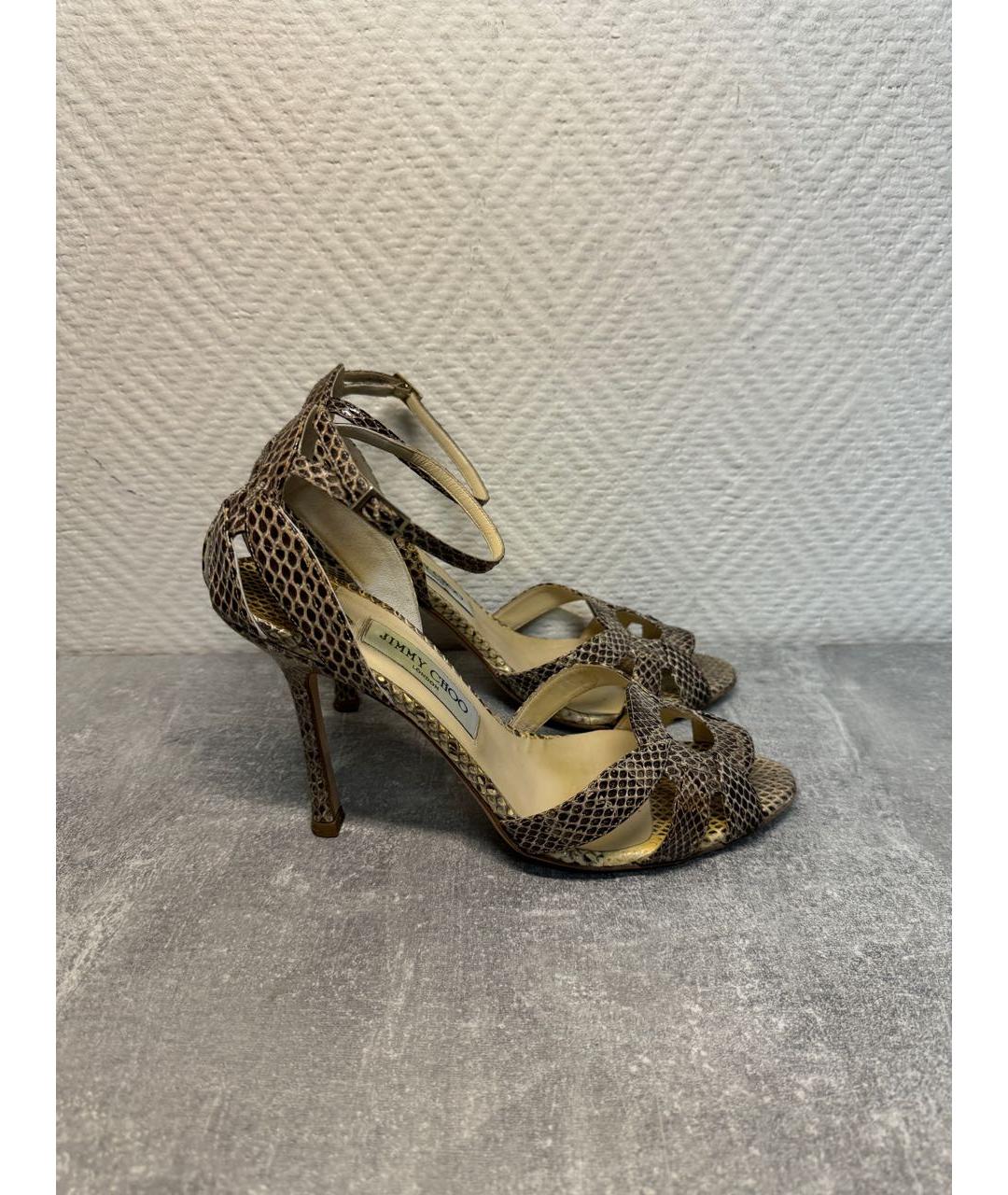 JIMMY CHOO Серые кожаные босоножки, фото 8