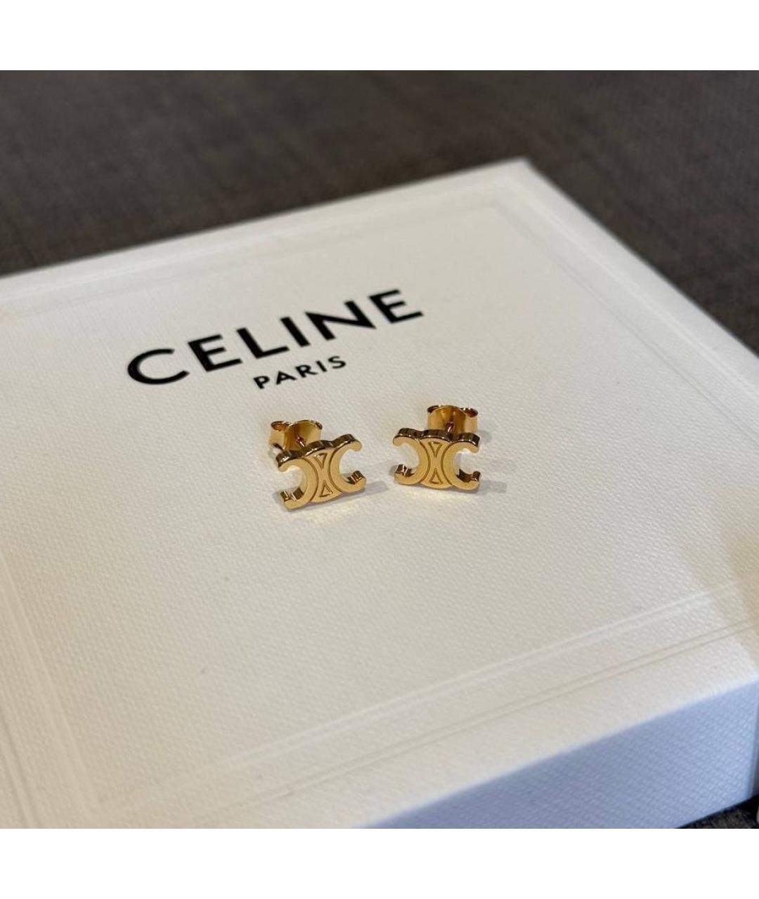 CELINE Золотые латунные серьги, фото 4