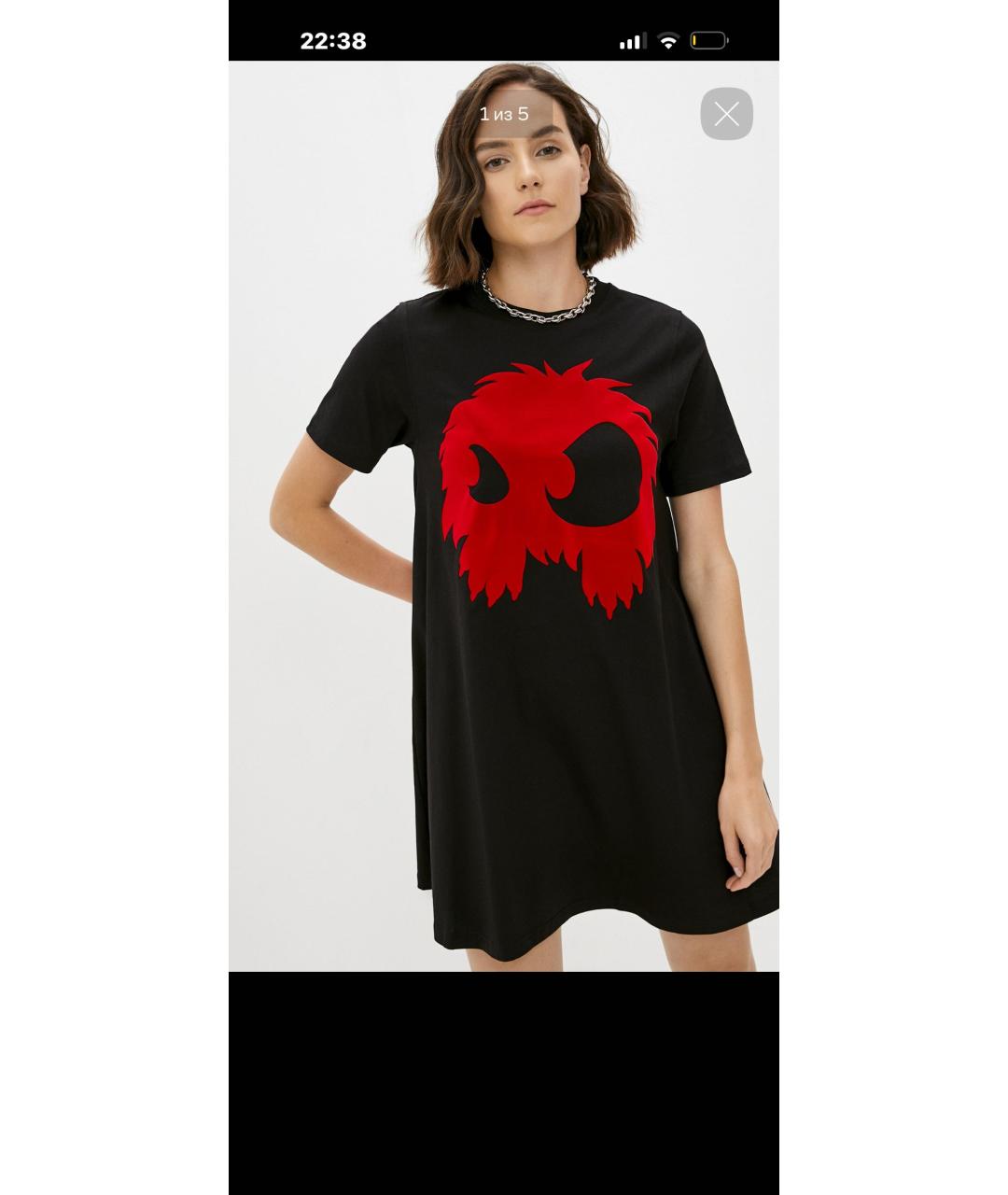 MCQ ALEXANDER MCQUEEN Черное хлопковое повседневное платье, фото 5